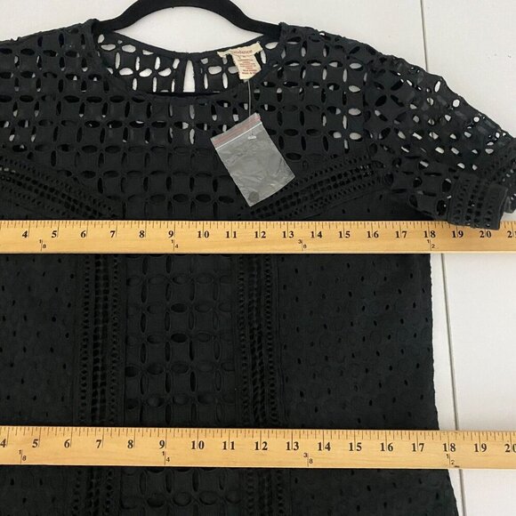 Sundance Catalog Eyelet Essence Black Dress with Lace Insets Size 6 Lined - Picture 8 of 10